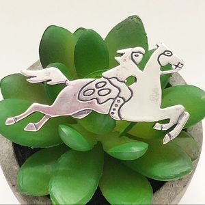 STC Horse and Rider Sterling Silver Brooch Pin